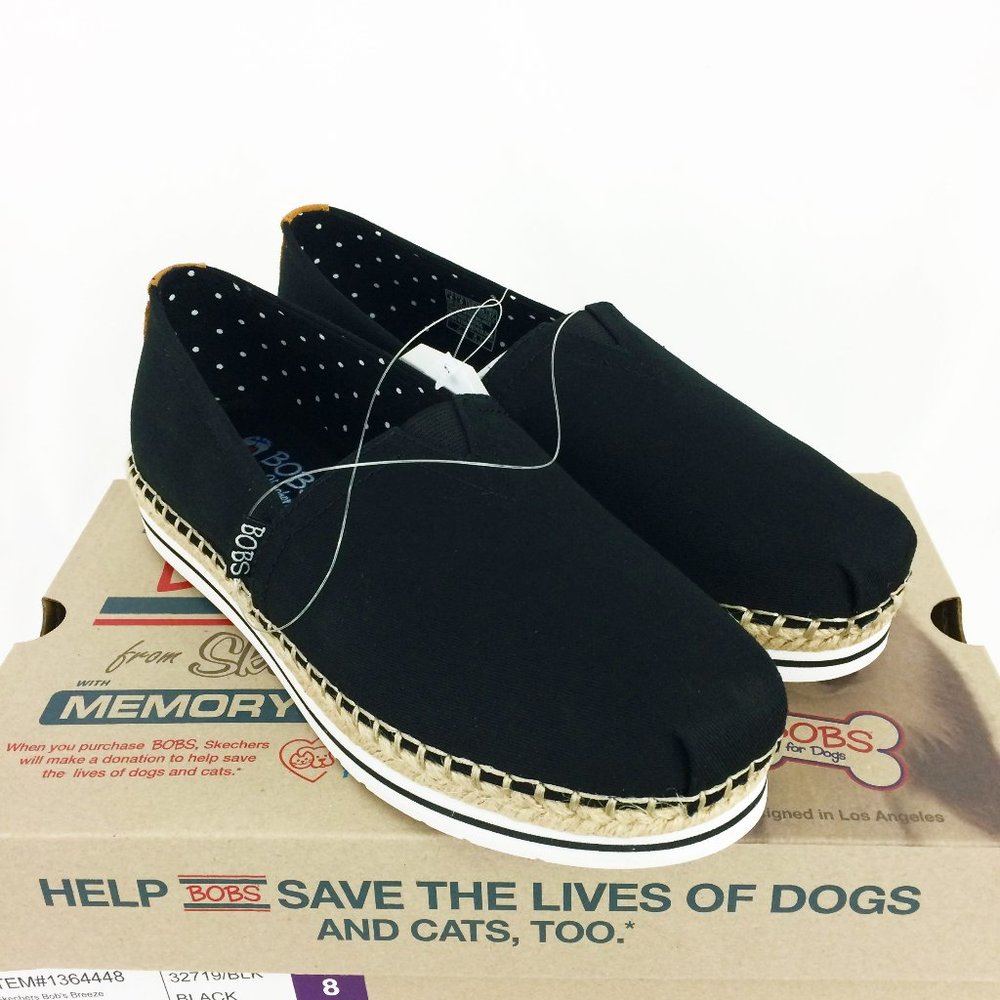 Skechers BOBS Breeze Black Women's Shoes Size 8